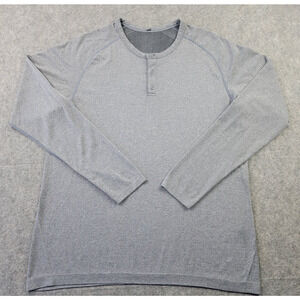 Lululemon Shirt Mens XL Gray Henley Stretch Athleisure Active Sports